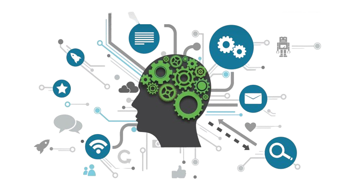 Brain with coding icons